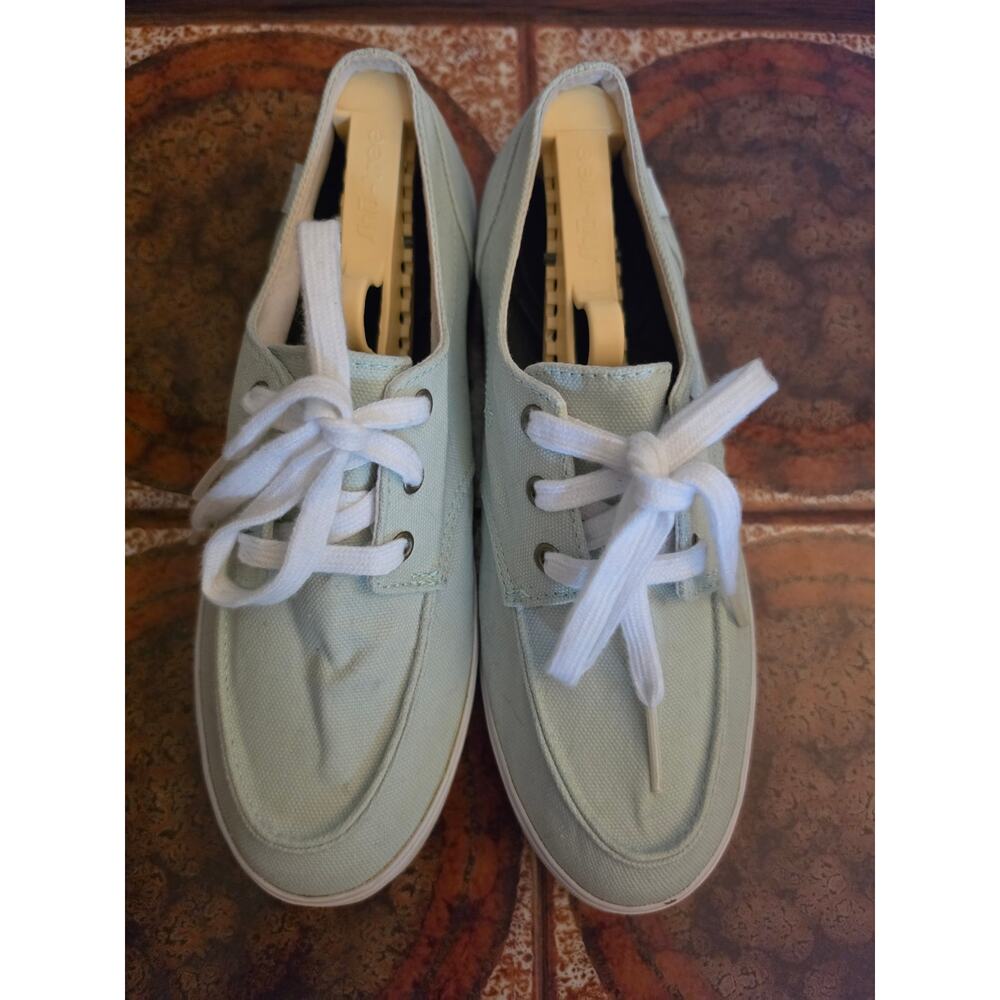Reef Mint Green Canvas Boat Shoes Lace Up Casual Sneakers size 7